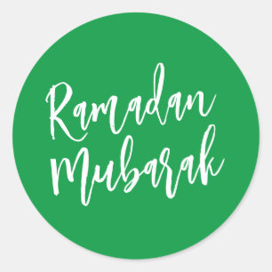 Ramadan Mubarak Simple Green Minimalist     Classic Round Sticker