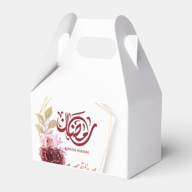 Ramadan Mubarak Watercolor Floral  Favour Box (Front Side)