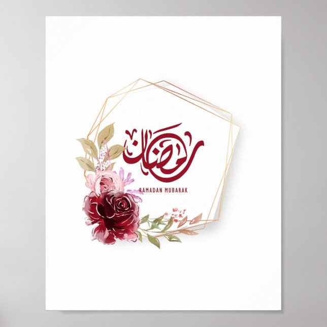 Ramadan Mubarak Watercolor Floral  Poster (Front)