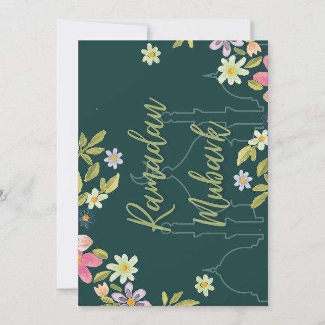 Ramadan mubark green and flower card (Front)
