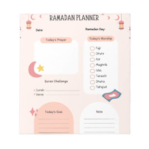 Ramadan Tracker   Daily Planner for Ramadan  Notepad