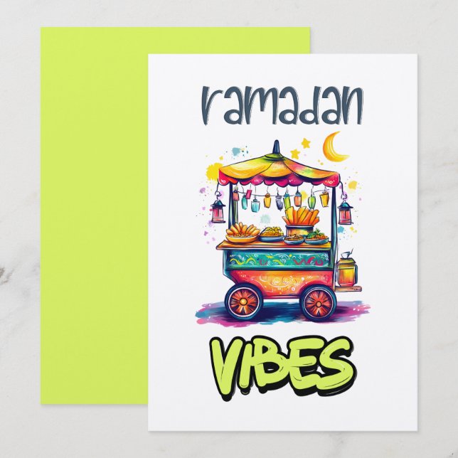 Ramadan Vibes | Arabian Street Food Cart Glowing Invitation (Front/Back)