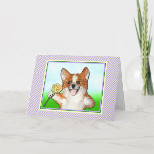 Ramblin' Rose Corgi Greeting Card
