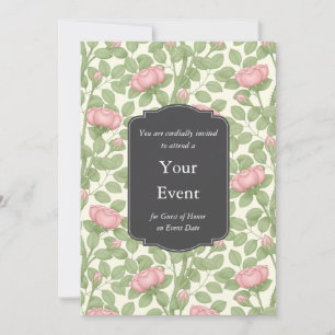 Rambling Pink Roses Personalised Ivory Invitation