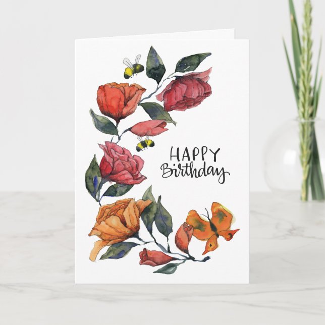 Rambling Rose Birthday Card (Front)