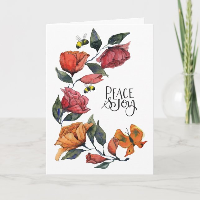Rambling Rose Peace and Joy Card (Front)