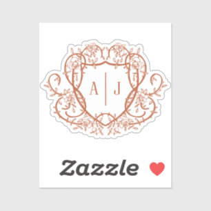 Rambling Rose Terracotta Monogram Crest Wedding