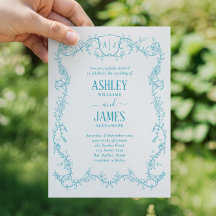 Rambling Rose Turquoise Monogram Crest Wedding