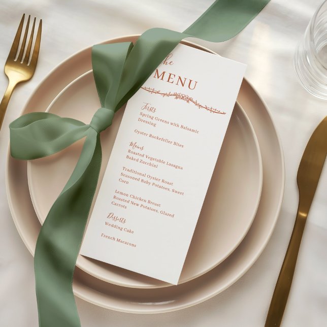 Rambling Rose Vine Terracotta Crest Wedding Dinner Menu (Creator Uploaded)