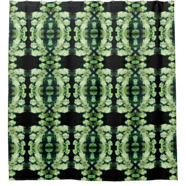 Rambling Wild White Roses Abstract Pattern Shower Curtain (Front)