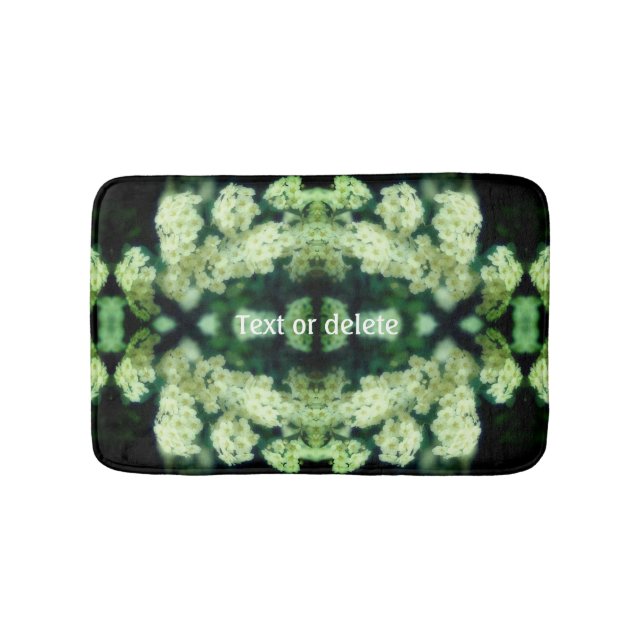 Rambling Wild White Roses Abstract Personalised Bath Mat (Front)