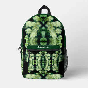 Rambling Wild White Roses Abstract Personalised Printed Backpack