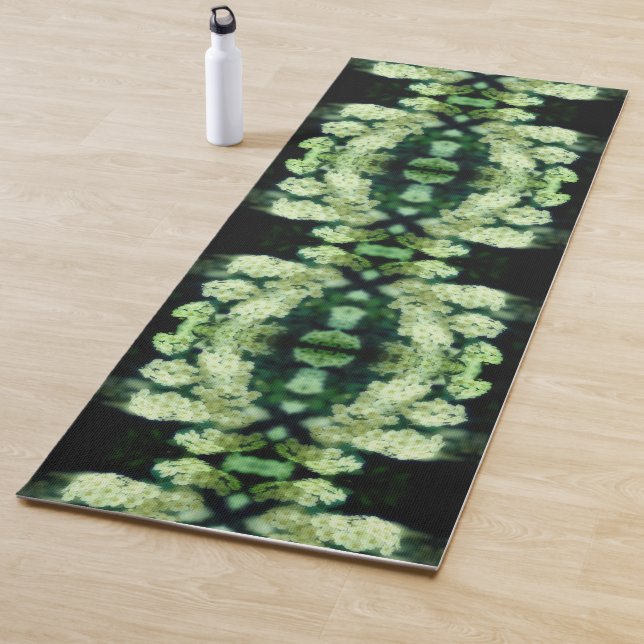 Rambling Wild White Roses Abstract Yoga Mat (In Situ)