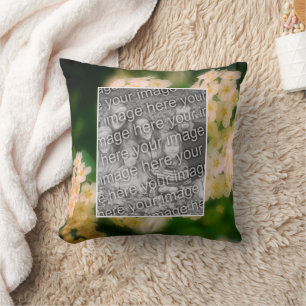 Rambling Wild White Roses Add Your Photo Cushion