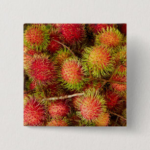 Rambutan Fruit at Can Duoc Market 15 Cm Square Badge