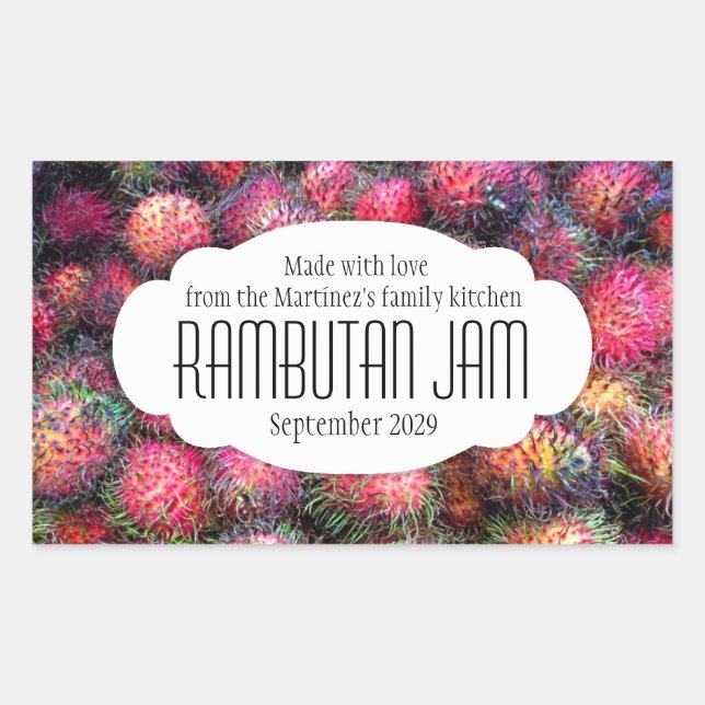 Rambutan preserve jam or food pickle label sticker (Front)