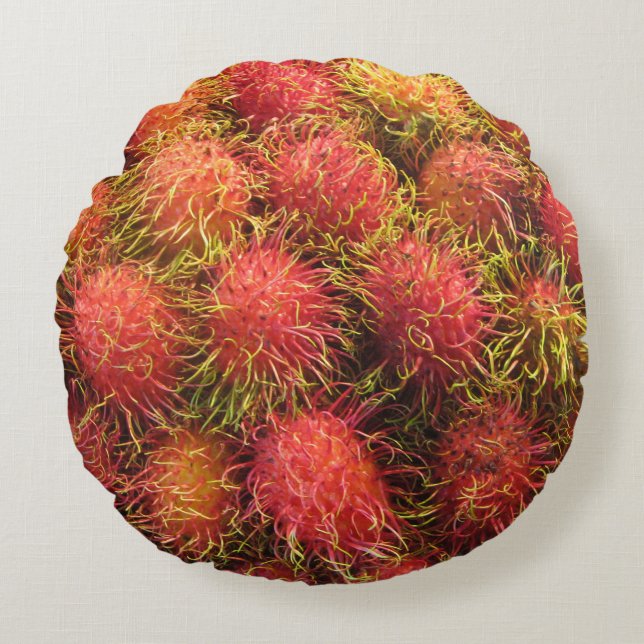 Rambutan Tropical Fruit Round Cushion (Front)