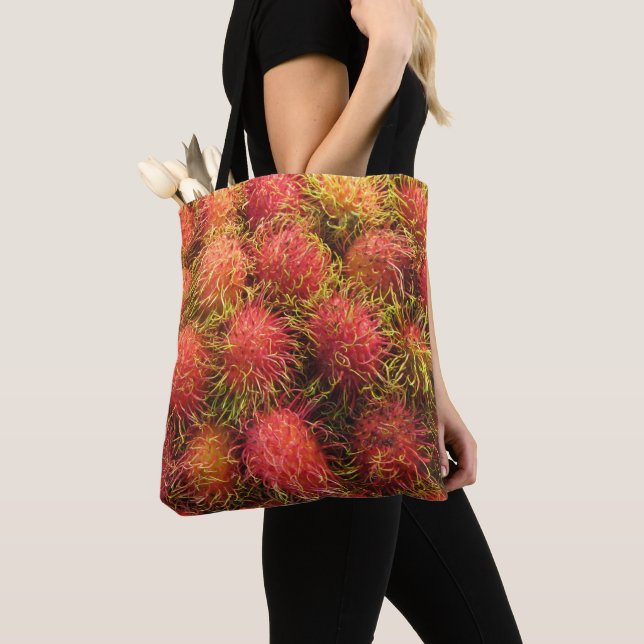Rambutan Tropical Fruit Tote Bag (Close Up)