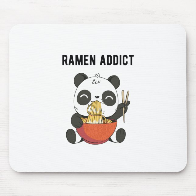 Ramen Addict Panda Bear | Japanese Cooks Gift Idea Mouse Mat (Front)