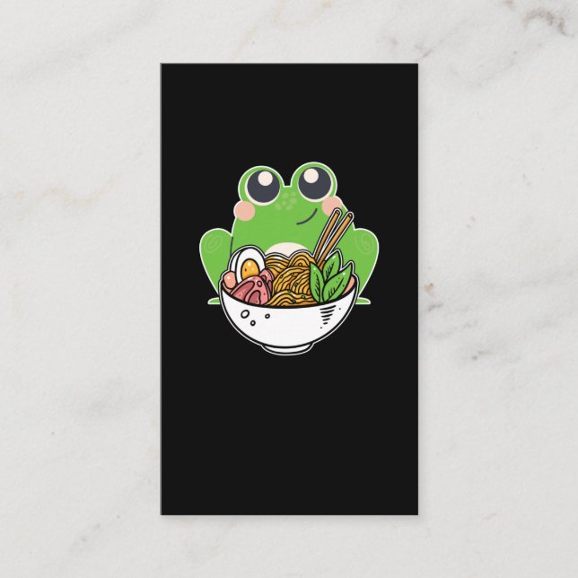 Ramen and cute Frog Japanese Noodles addicted Business Card (Front)