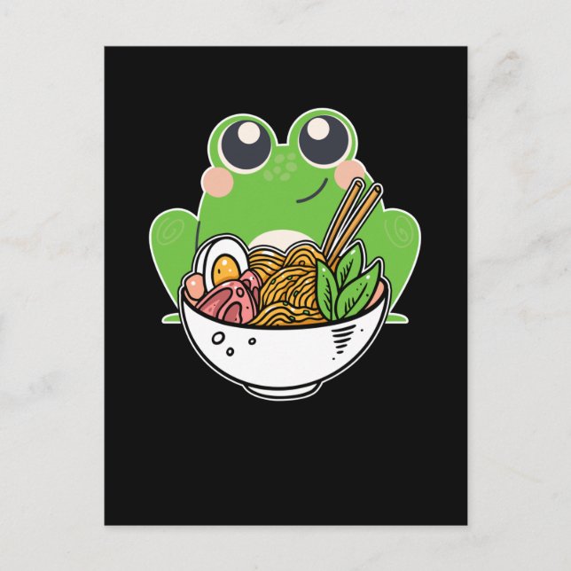 Ramen and cute Frog Japanese Noodles addicted Postcard (Front)