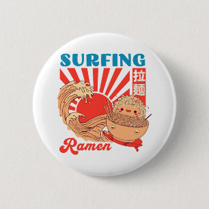 Ramen and wave 6 cm round badge