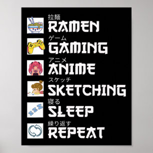 Ramen Anime Gaming Repeat Otaku Anime Manga Video  Poster
