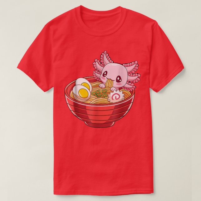 Ramen Aolotl Kawaii Anime Japanese Food Gift Girls T-Shirt (Design Front)