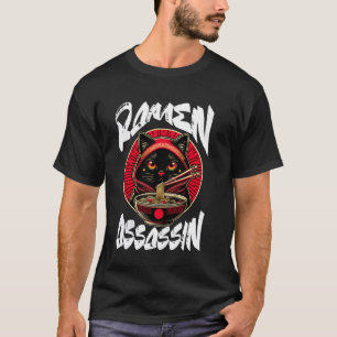 Ramen Assassin Black Cat Funny Japanese Ramen Nood T-Shirt