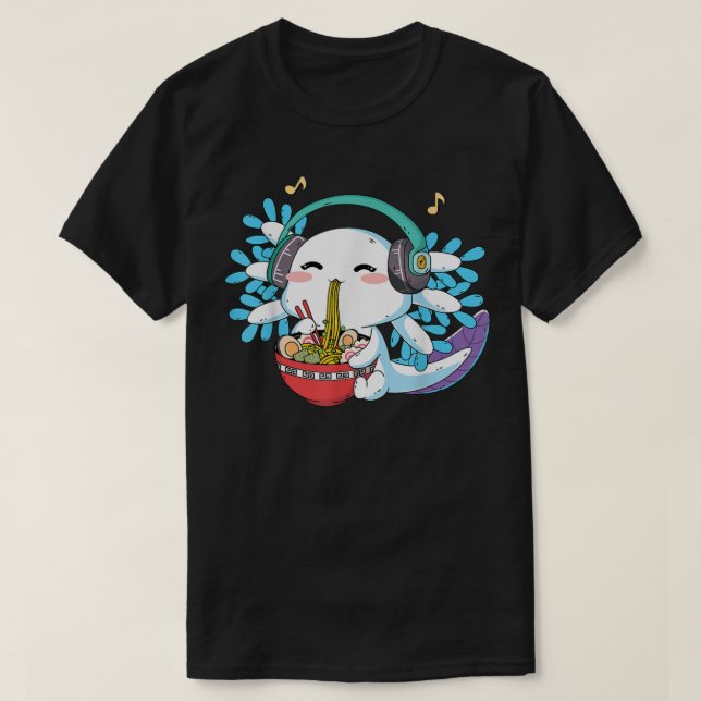 Ramen Axolotl Kawaii Anime Japanese Food Girls Tee (Design Front)