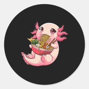 Ramen Axolotl Kawaii Anime Japanese Food Girls Tee Classic Round Sticker