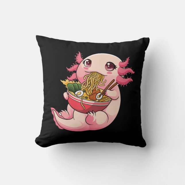 Ramen Axolotl Kawaii Anime Japanese Food Girls Tee Cushion (Front)
