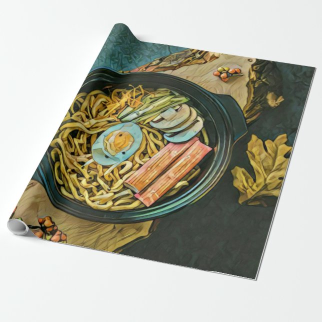 Ramen birthday gift wrapping paper (Unrolled)