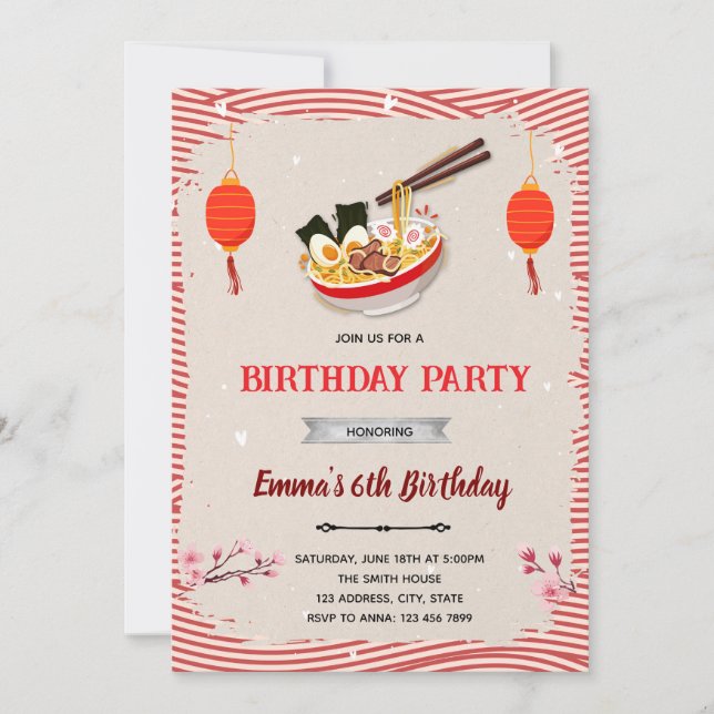 Ramen birthday invitation (Front)