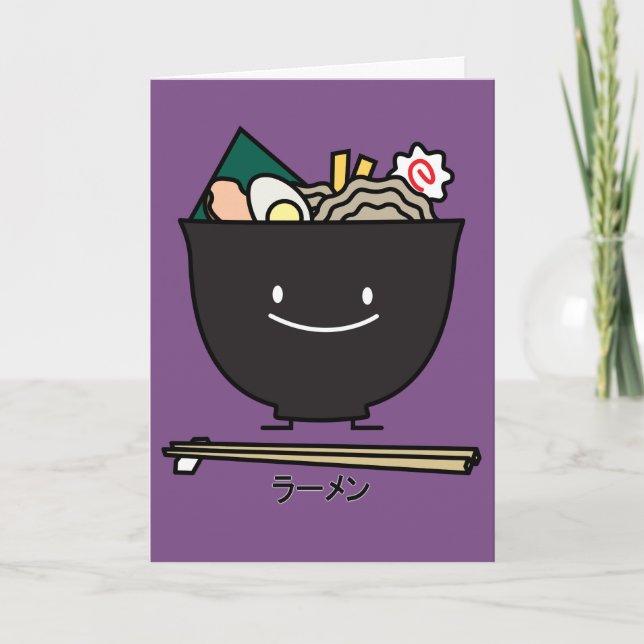 Ramen Bowl chopstick pork seaweed Japanese noodles Thank You Card (Front)