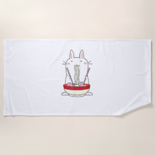 Ramen Bunny  Japanese Noodles Kawaii Rabbit Tee Gi Beach Towel