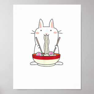 Ramen Bunny Japanese Noodles Kawaii Rabbit Tee Gi Poster