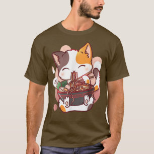 Ramen Cat Anime Bowl Kawaii Neko Japanese Girls Te T-Shirt