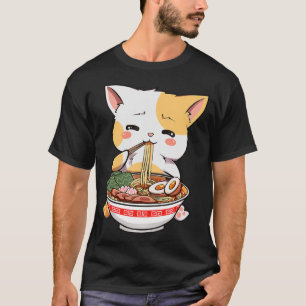 Ramen Cat Anime Bowl Kawaii Neko Japanese Kids Gir T-Shirt