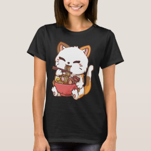 Ramen Cat Anime Kawaii Cat Eating Ramen T-Shirt