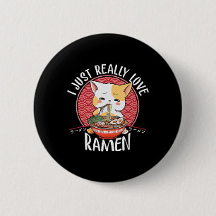 Ramen Cat Anime Kawaii Japanese Gift Girls Officia 6 Cm Round Badge