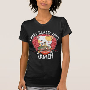 Ramen Cat Anime Kawaii Japanese Gift Girls Officia T-Shirt