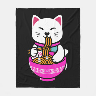 Ramen Cat Anime Neko Gift Kawaii Fleece Blanket