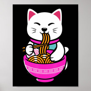 Ramen Cat Anime Neko Gift Kawaii  Poster