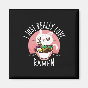 Ramen Cat Anime Shirt - Kawaii Clothes Otaku Cloth Magnet