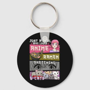 Ramen Cat Anime Sketching Just A Girl Who Loves Key Ring