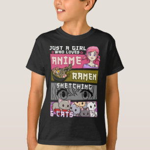 Ramen Cat Anime Sketching Just A Girl Who Loves  T-Shirt