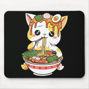 Ramen Cat Design Kawaii Style Funny Japanese Anime Mouse Mat