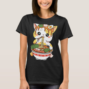 Ramen Cat Design Kawaii Style Funny Japanese Anime T-Shirt