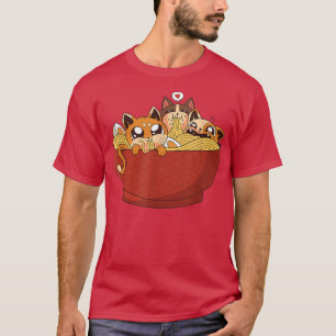 Ramen Cat Gift For Men Funny Kids Women Kawaii Ani T-Shirt